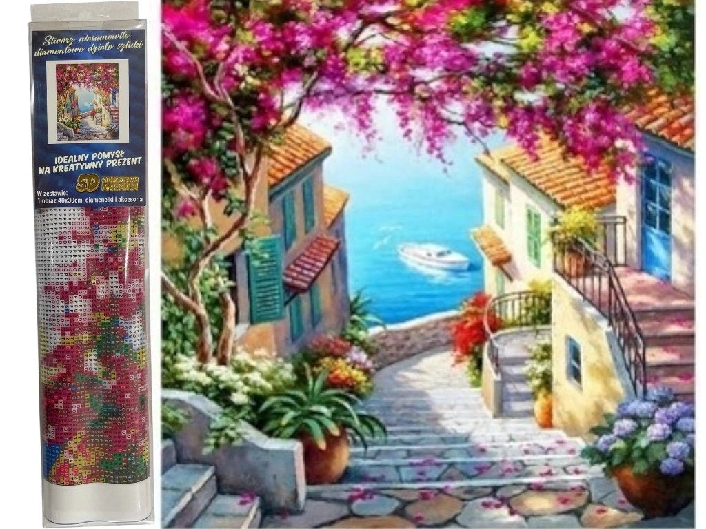 Diamantový obrázek - Přímořská ulička 30 x 40 cm