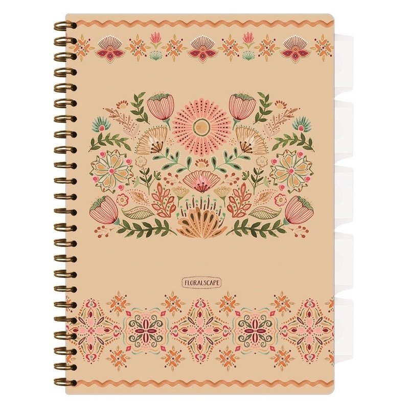 Spirálový sešit A4 s pořadačem Floral Scape