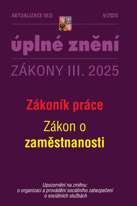 Aktualizace III3 2025 Zákoník práce zaměstnanost