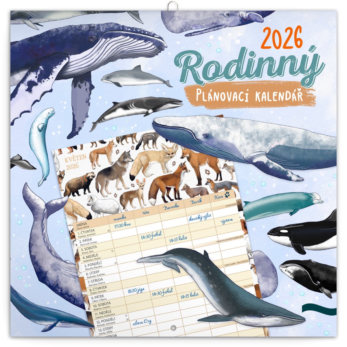 Kalendář 2026 nástěnný Rodinný plánovací Animalium 30 x 30 cm