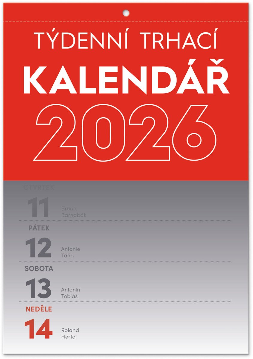 Kalendář 2026 nástěnný Trhací týdenní A5