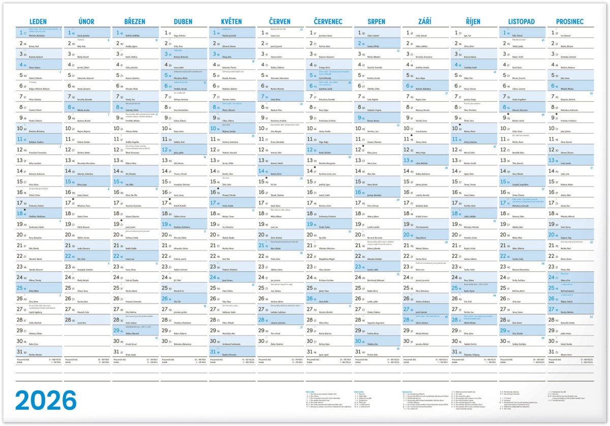 Kalendář 2026 Roční B1 964 x 67 cm