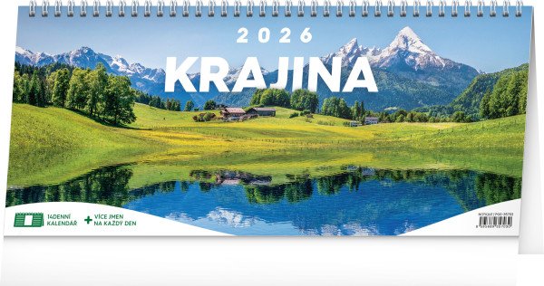 Kalendář 2026 stolní: Krajina - 14denní, 33 x 14,5 cm