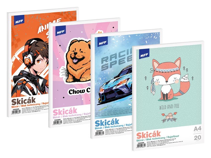 Skicák A420 listů - mix motivů