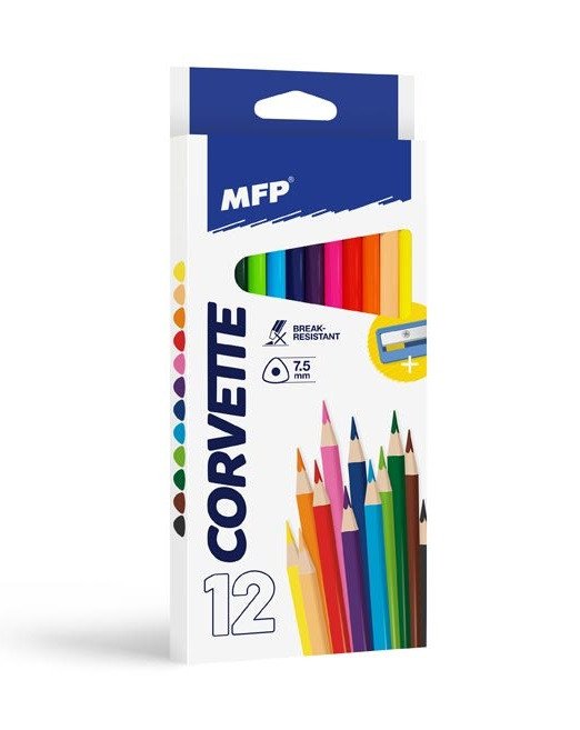 Pastelky triangular s ořezávátkem - 12 ks