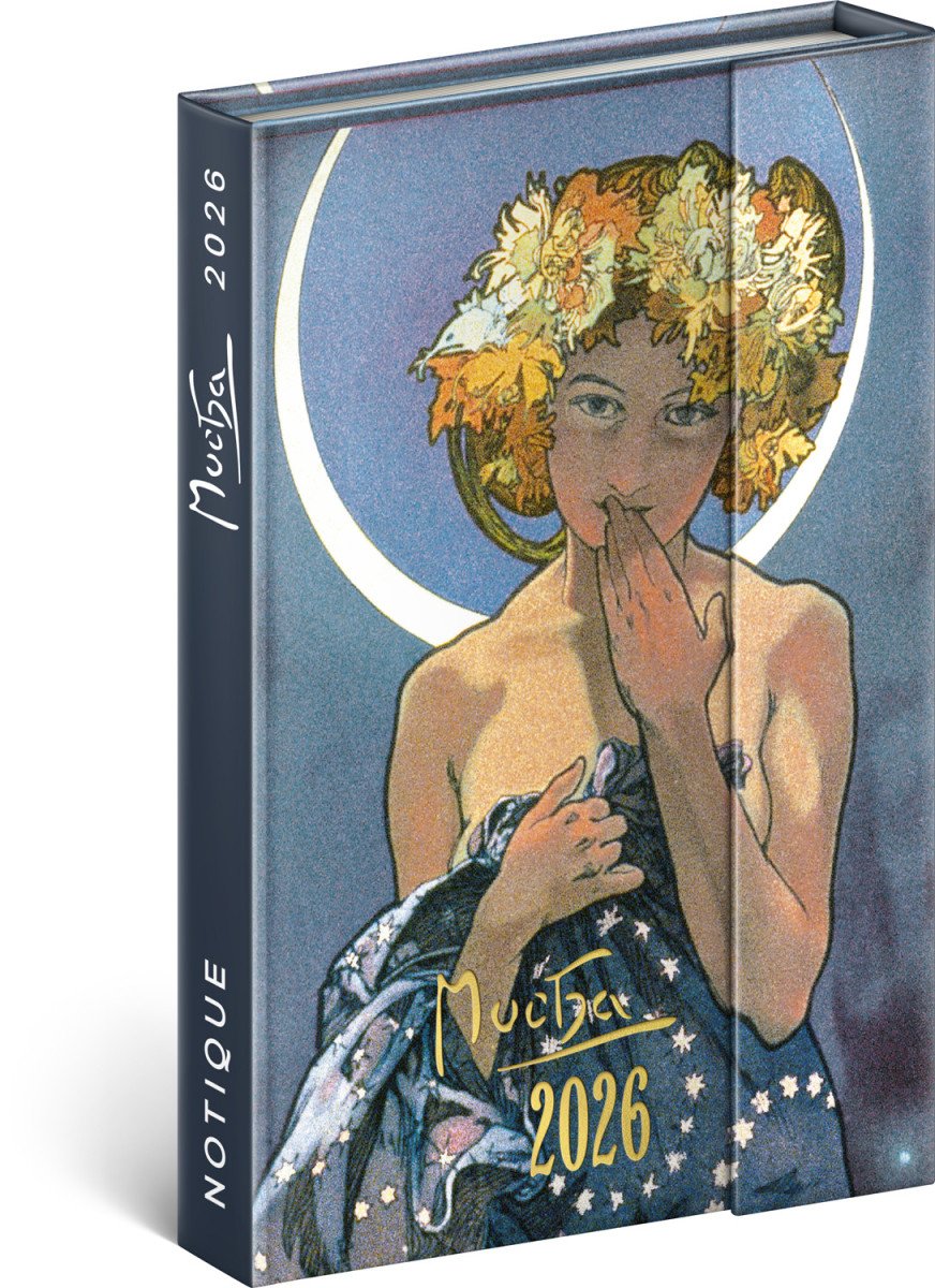 Diář 2026 Alfons Mucha - týdenní magnetický 11 x 16 cm