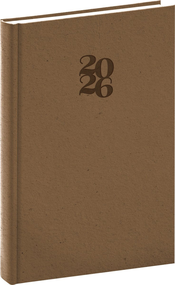 Diář 2026 Essenza - oříšek denní 15 x 21 cm