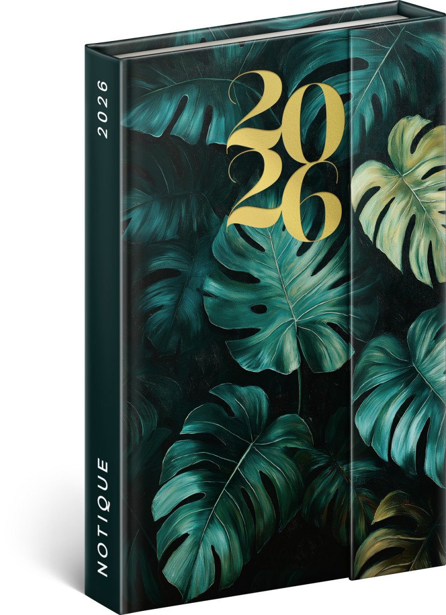 Diář 2026 Monstera - týdenní magnetický 11 x 16 cm