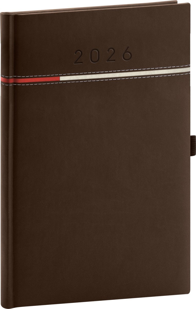 Diář 2026 Tomy - hnědočervený týdenní 15 x 21 cm