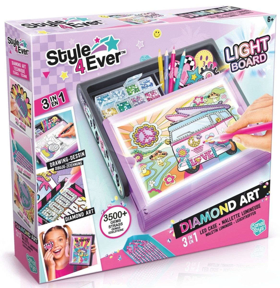 Style4Ever Diamantové malování 3v1 - Svítící kufřík