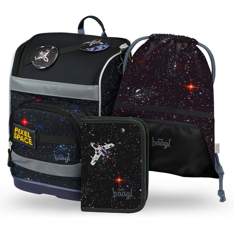BAAGL SET 3 ks Zippy plus - Pixel Space aktovka penál sáček