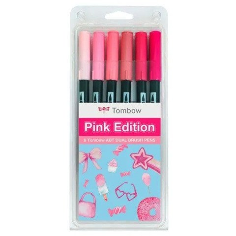 Tombow ABT Dual Pen Brush sada oboustranných štětcových fixů - Pink Edition 6 ks