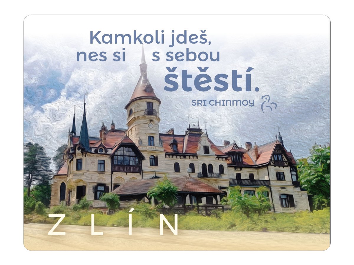 Magnet na lednici Zlín Kamkoli jdeš nes si s sebou štěstí