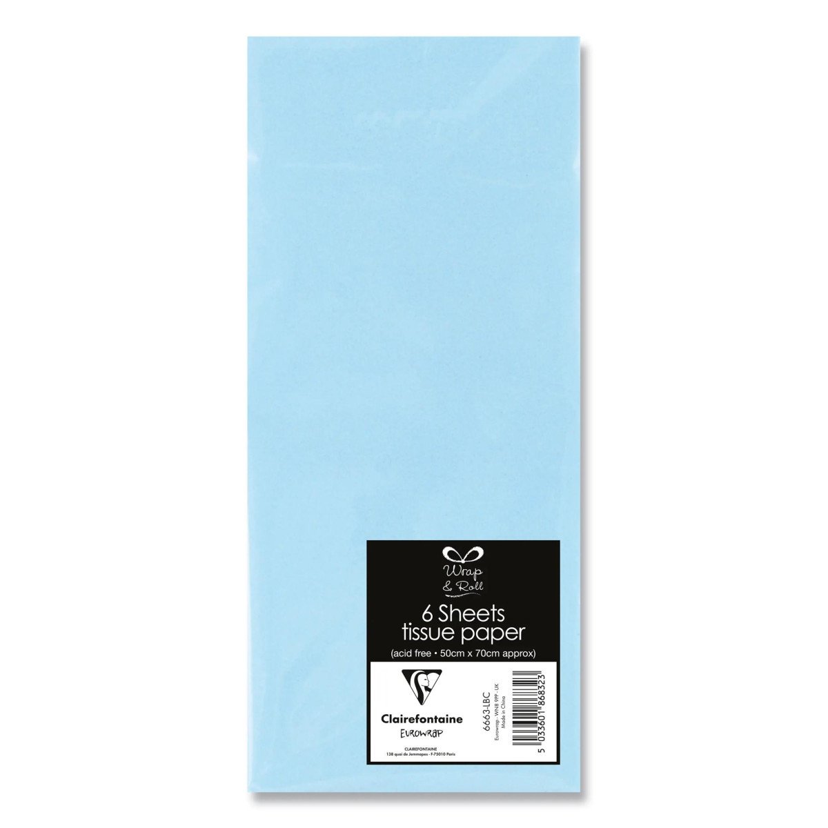 CLAIREFONTAINE hedvábný papír - sv modrý 6 ks 50x70 cm