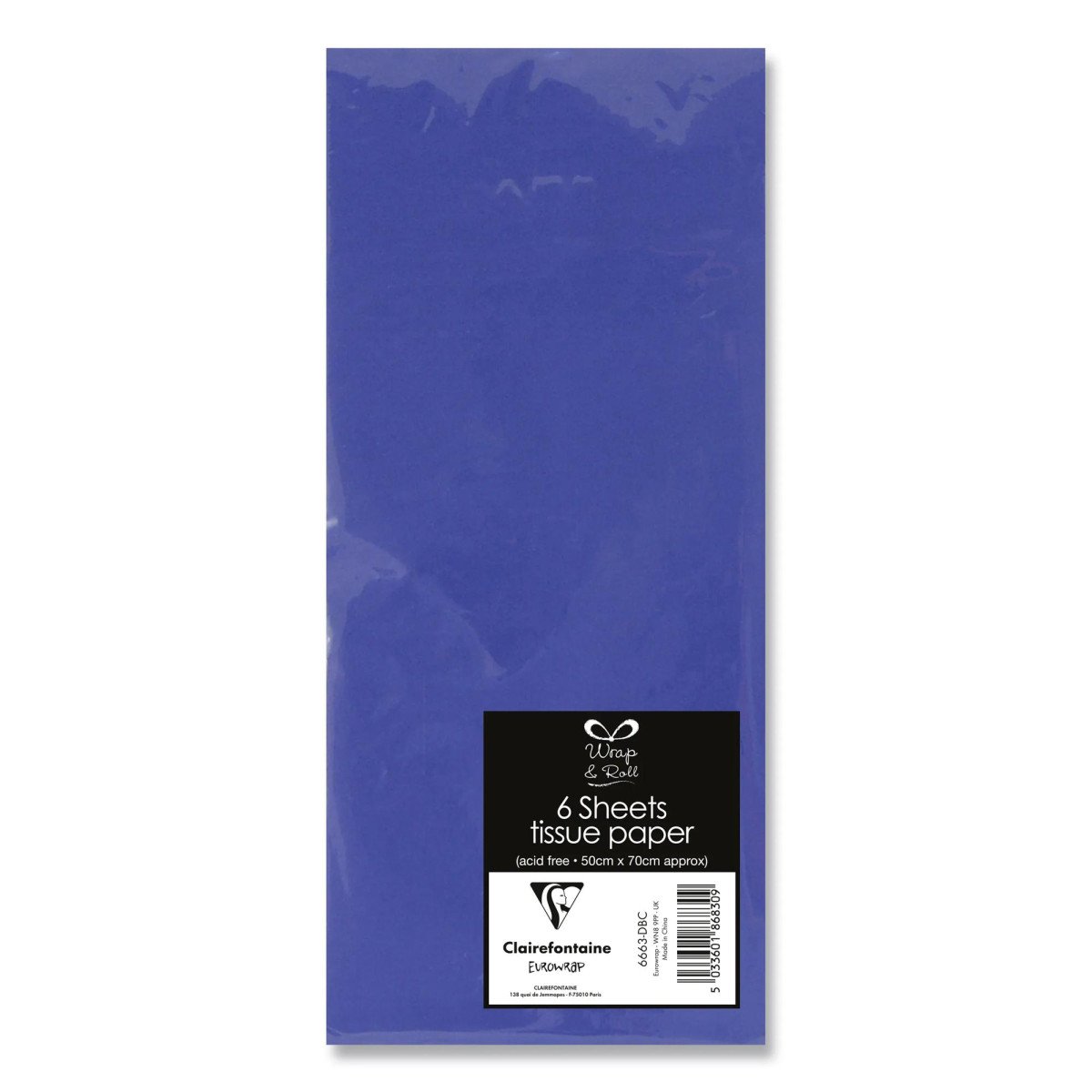 CLAIREFONTAINE hedvábný papír - tm modrý 6 ks 50x70 cm