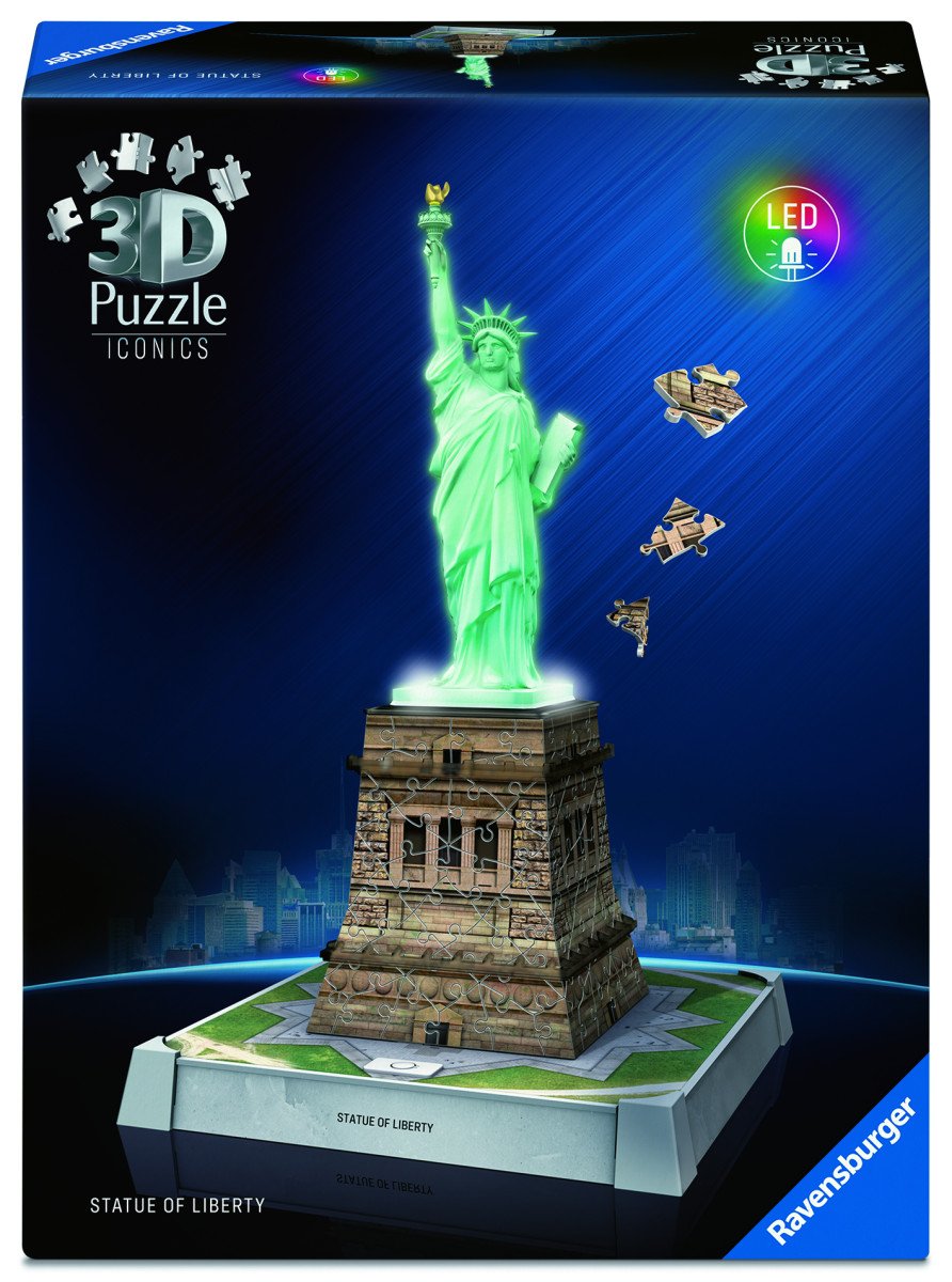 3D Puzzle Iconics Socha svobody Noční edice 108 dílků