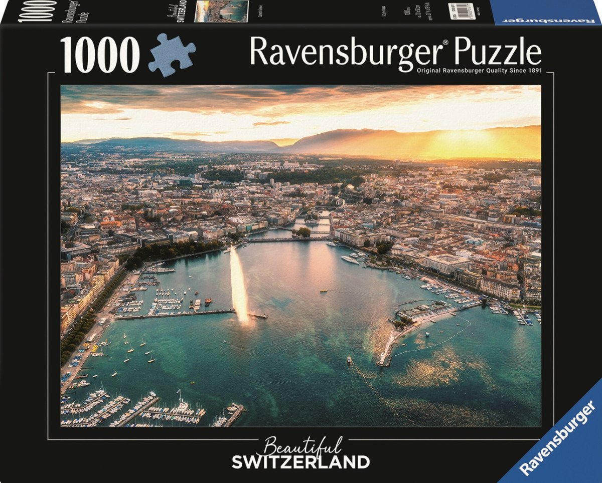 Puzzle Západ slunce v srdci Ženevy 1000 dílků