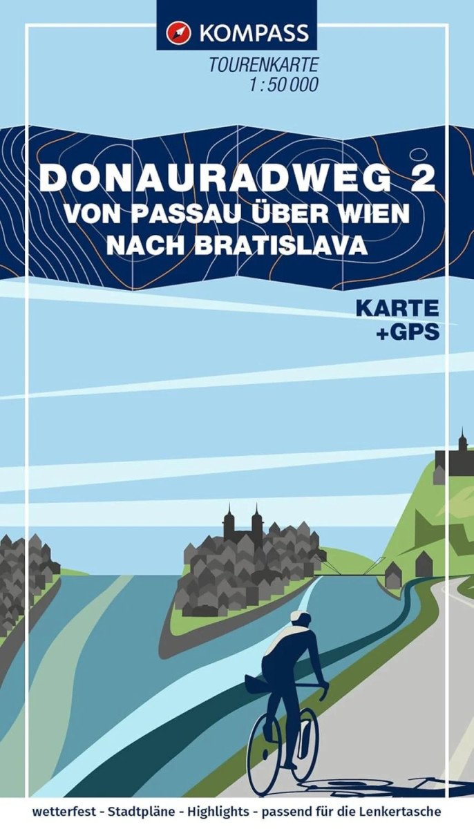Donauradweg 2  Dunajská cyklostezka z Pasova přes Vídeň do Bratislavy 150 000  cyklistická mapa č F7004