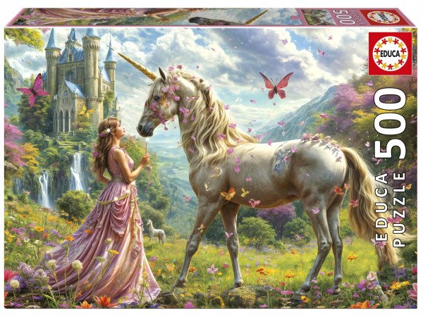 Puzzle Víla, jednorožec a motýlci 500 dílků