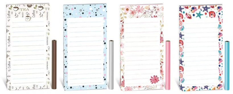 Magnetický blok 7 x 14 cm s tužkou 60l mix 3