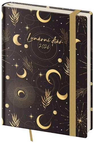 Diář 2026 týdenní B6 lunární Luna s gumičkou