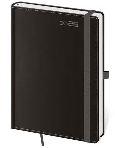 Diář 2026 týdenní B6 Double Black s poutkem