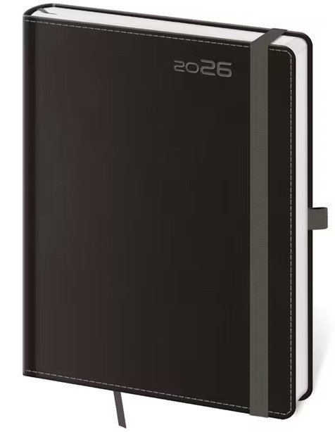 Diář 2026 denní A5 Double Black s poutkem