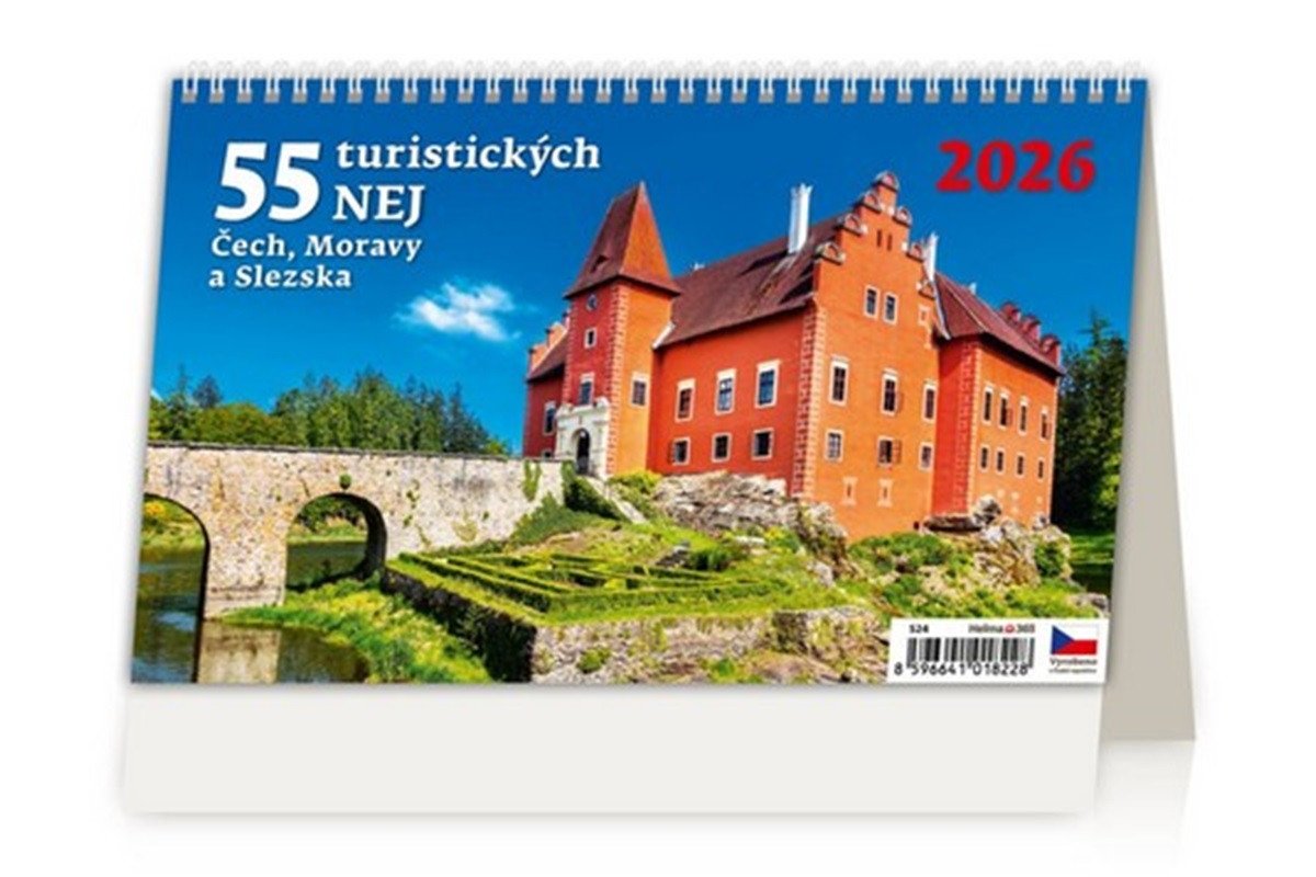 Kalendář stolní 2026 - 55 turistických nej Čech Moravy a Slezska