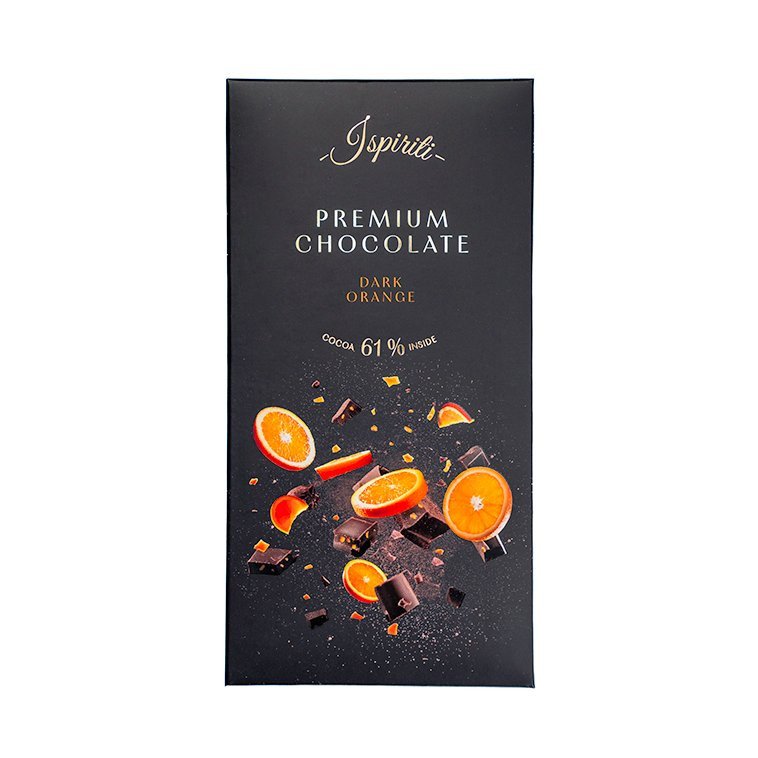 ISPIRITI Hořká čokoláda 61 s kousky pomeranče 80g