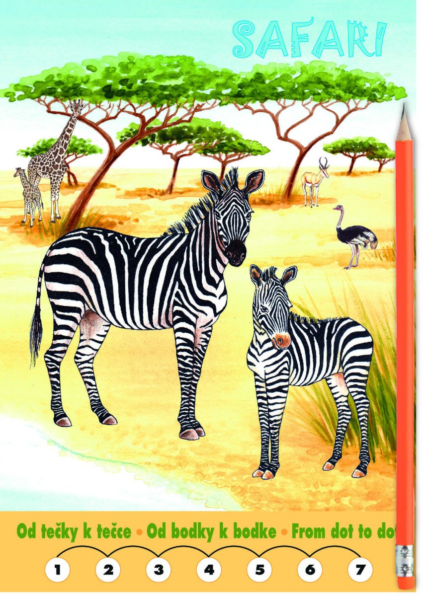 Safari Omalovánky - Od tečky k tečce  grafitová tužka s gumou