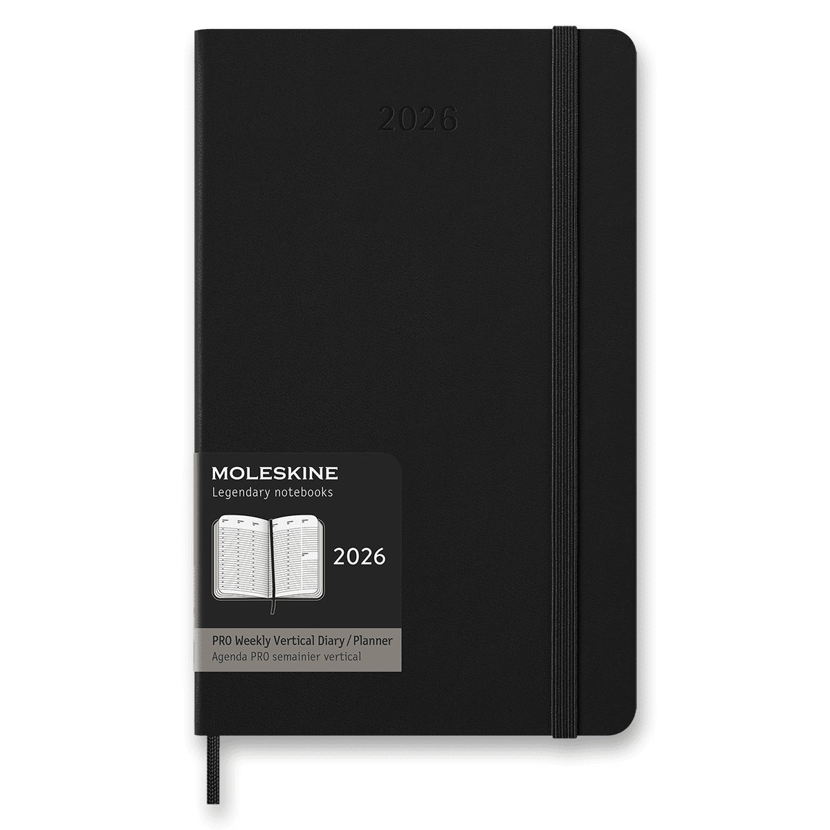 Diář Moleskine 2026 - PRO tvrdé desky L týdenní vertikální černý
