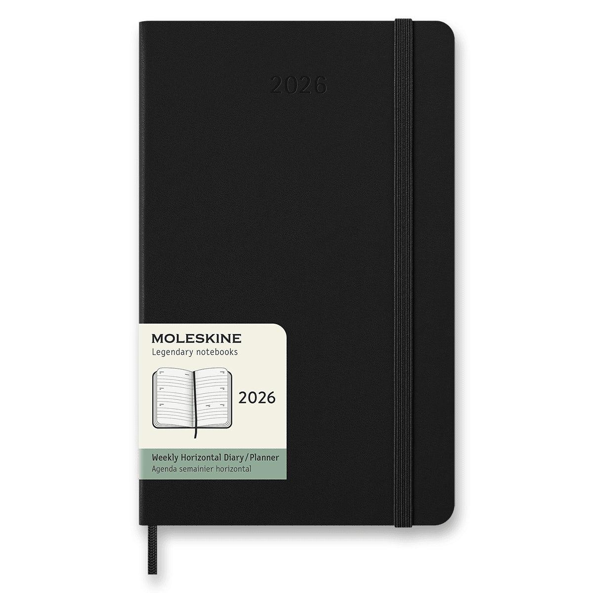 Diář Moleskine 2026 - tvrdé desky L týdenní horizontální černý