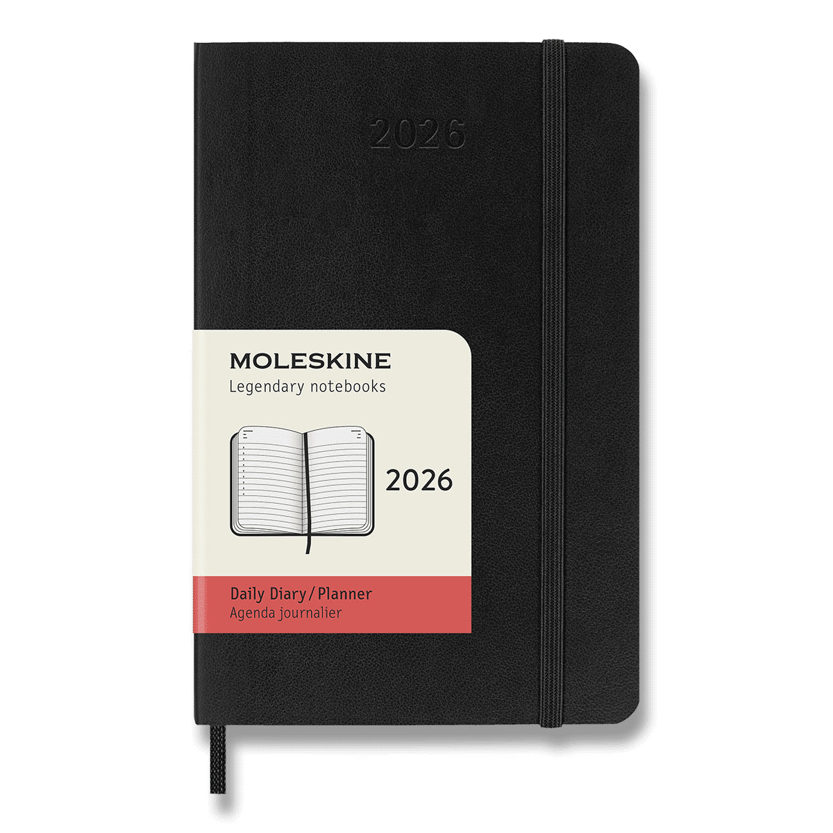Diář Moleskine 2026 - měkké desky S denní černý