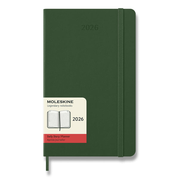 Diář Moleskine 2026 - tvrdé desky, L, denní, tmavě zelený
