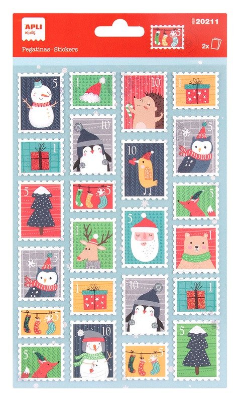 APLI vánoční samolepky - tvar známky