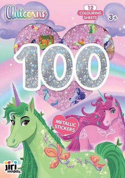 Jednorožci - 100 metalických samolepek s omalovánkovými listy