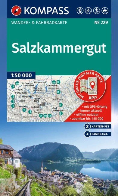 Salzkammergut 150 000  sada 2 turistických map KOMPASS 229