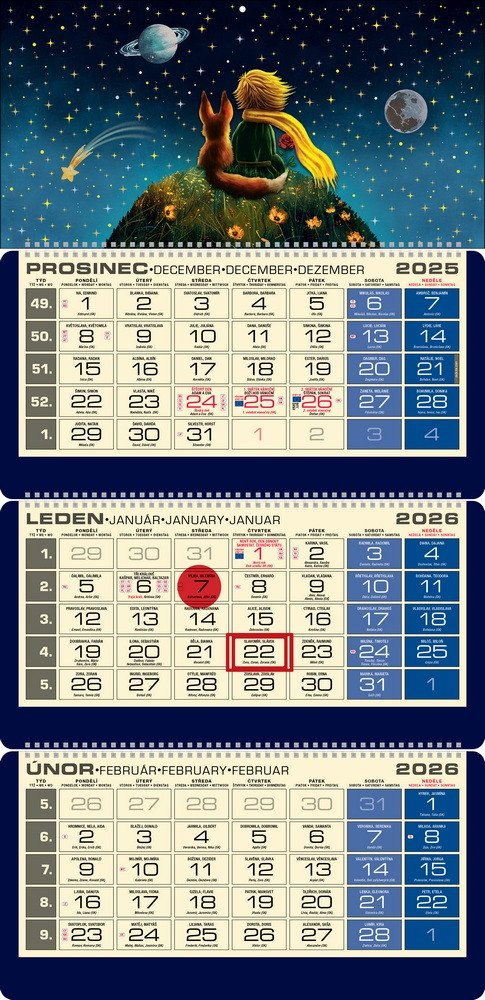 Tříměsíční kalendář 2026 LUXUS - MALÝ PRINC