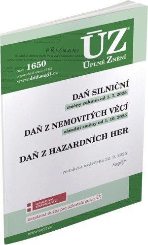ÚZ 1650 Daň silniční Daň z nemovitých věcí Daň z hazardních her