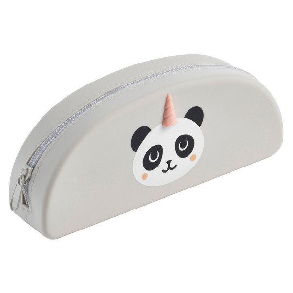 Pouzdro se zipem Puppies Friends - Panda,  šedé