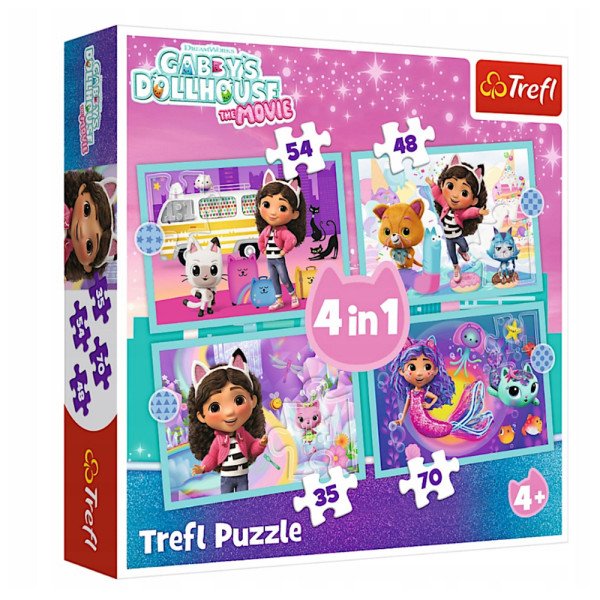Puzzle Gábinin kouzelný domek: Velká dobrodružství 4v1 (35,48,54,70 dílků)