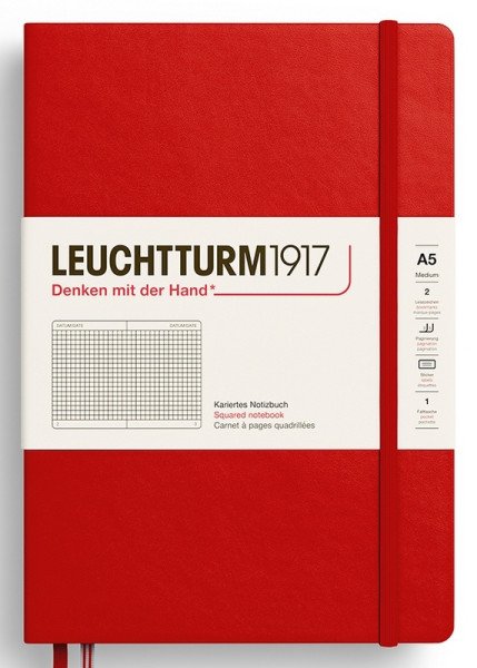 Zápisník Cherry Hardcover Medium (A5) čtverečkovaný
