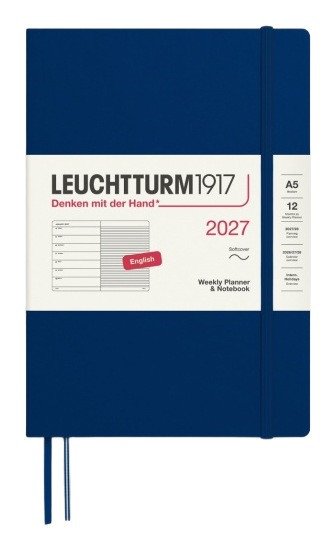 Týdenní plánovač & Zápisník Navy, Medium A5 2027, Softcover, anglicky