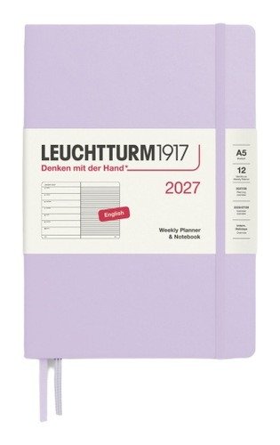 Týdenní plánovač & Zápisník Lilac, Medium A5 2027, anglicky