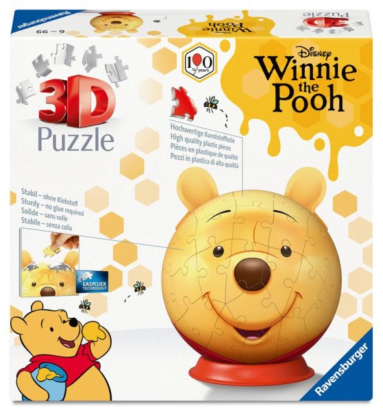 3D Puzzle-Ball s ušima: Medvídek Pú 72 dílků