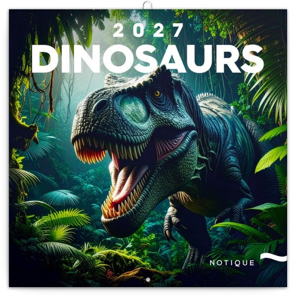 Kalendář 2027 poznámkový: Dinosauři, 30 x 30 cm