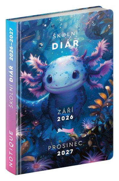 Školní diář 2026/2027 Axolotl (září 2026 - prosinec 2027), 9,8 x 14,5 cm