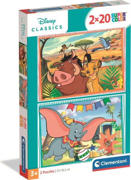 Puzzle Pohádky Lví král a Dumbo 2x20 dílků