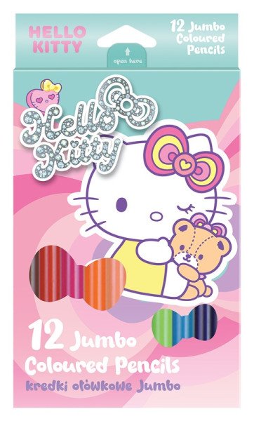 Pastelky trojhranné Jumbo Hello Kitty, 12 barev