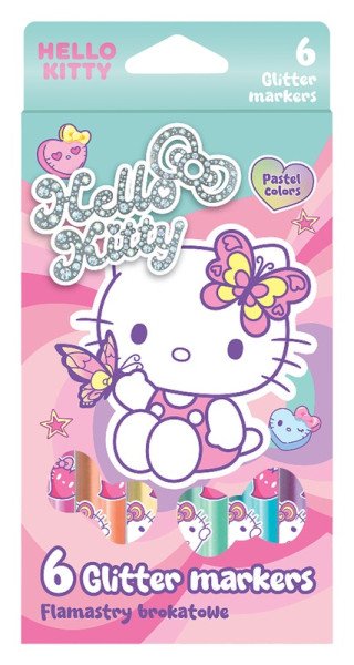 Popisovače s glitry Hello Kitty, kulaté, 6 barev